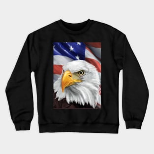 Patriotic American Flag and Bald Eagle Art Crewneck Sweatshirt